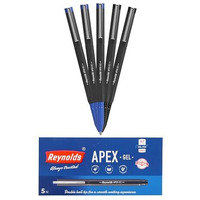 Reynolds APEX GEL 5 PEN BLISTER - BLUE | STYLISH METAL CLIP PREMIUM LOOK ROLLER PEN FOR MEN WOMEN STUDENTS & OFFICE PROFESSIONALS | REFILLABLE | SMOOTH & EFFORTLESS WRITING