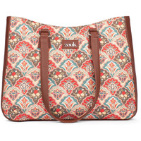 ZOUK Mughal Art Multicolor Getaway Handbag | Jute | Vegan Leather Handcrafted Tote Bag | Multicolor