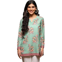 BIBA Women Printed Regular Mix and Match Kurta (Crepe Ku19247_Green_36)