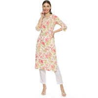 BIBA Women Cotton Printed Straight Mix and Match Kurta (Roses An19175_Off White_40)