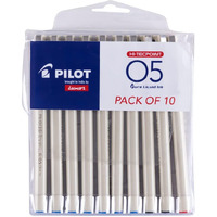 Pilot Hi-Tecpoint O5 0.5mm Extra Fine Point Roller Ball Pen | Pack Of 10 (7 Blue + 2 Black + 1 Red)