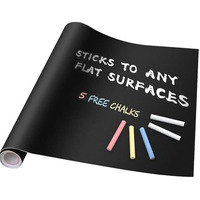 YAJNAS Black Chalkboard Sticker for Kids | Removable Wall-Mounted Blackboard for Home, School, Office | Includes 5 Colorful Chalks | Easy Install, Perfect for Creative Learning & Play - 1.5 x 2 Ft