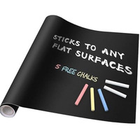 YAJNAS Black Chalkboard Sticker for Kids | Removable Wall-Mounted Blackboard for Home, School, Office | Includes 5 Colorful Chalks | Easy Install, Perfect for Creative Learning & Play - 2 x 6.5 Ft