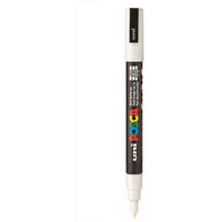 UNI-BALL Posca 3M 0.9-1.3 mm Bullet Shaped Paint Marker Pen | Reversible & Washable Tips | For Rocks Painting, Fabric, Wood, Canvas, Ceramic, Scrapbooking, DIY Crafts | White Ink, Pack of 1