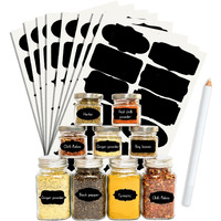 ROUSRIE Pack of 84 Reusable Waterproof Mason Jars Labels Kitchen Pantry,Spice Jars Glass Bottles  Best Stickers & Organizing Label with White Pencil