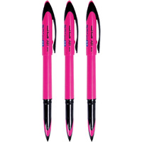 UNI-BALL Air Micro UBA 188 ELM 0.5mm Roller Ball Pen | Pink Body, Blue Ink, Pack of 3