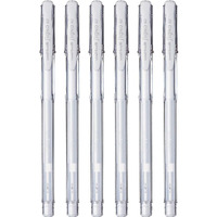 UNI-BALL Signo UM-100 0.7mm Gel Pen | Extremely Quick Drying Ink | Transparent Sleek Body | Smooth Long Lasting Smudge Free Ink | School and Office stationery | White Ink, Pack of 6