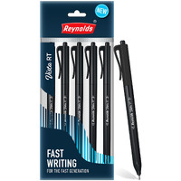 Reynolds VISTA 5 CT BLACK | Ball Point Pen Set With Comfortable Grip | Pens For Writing | School and Office Stationery | Pens For Students | 0.7 mm Tip Size