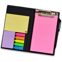 COI Notepad Memo Holder Desk Organizer Diary with Colorful Sticky Notes Home Office Gift Set with Pen (Neon Pink)