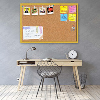 ArtzFolio Cork Board | Bulletin Board Notice Pin Board | Vision Soft Board Combo with Thumb Push Pins & Sticky Notes | Golden Frame | 18 x 12 inch (46 x 30 cms)
