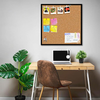 ArtzFolio Cork Board | Bulletin Board Notice Pin Board | Vision Soft Board Combo with Thumb Push Pins & Sticky Notes | Black Frame | 24 x 24 inch (61 x 61 cms)
