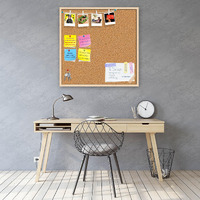 ArtzFolio Cork Board | Bulletin Board Notice Pin Board | Vision Soft Board Combo with Thumb Push Pins & Sticky Notes | Natural Brown Frame | 20 x 20 inch (51 x 51 cms)