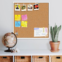 ArtzFolio Cork Board | Bulletin Board Notice Pin Board | Vision Soft Board Combo with Thumb Push Pins & Sticky Notes | White Frame | 28 x 28 inch (71 x 71 cms)