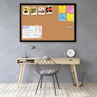ArtzFolio Cork Board | Bulletin Board Notice Pin Board | Vision Soft Board Combo with Thumb Push Pins & Sticky Notes | Black Frame | 30 x 20 inch (76 x 51 cms)