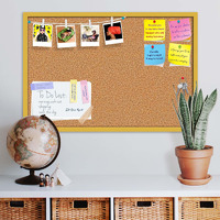 ArtzFolio Cork Board | Bulletin Board Notice Pin Board | Vision Soft Board Combo with Thumb Push Pins & Sticky Notes | Golden Frame | 24 x 16 inch (61 x 41 cms)