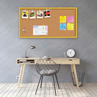 ArtzFolio Cork Board | Bulletin Board Notice Pin Board | Vision Soft Board Combo with Thumb Push Pins & Sticky Notes | Golden Frame | 36 x 18 inch (91 x 46 cms)