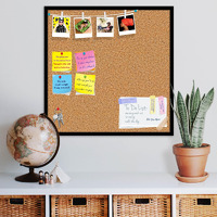 ArtzFolio Cork Board | Bulletin Board Notice Pin Board | Vision Soft Board Combo with Thumb Push Pins & Sticky Notes | Black Frame | 16 x 16 inch (41 x 41 cms)