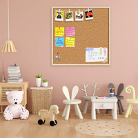 ArtzFolio Cork Board | Bulletin Board Notice Pin Board | Vision Soft Board Combo with Thumb Push Pins & Sticky Notes | Natural Brown Frame | 28 x 28 inch (71 x 71 cms)