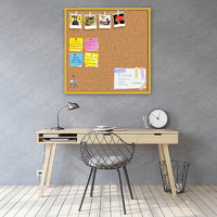 ArtzFolio Cork Board | Bulletin Board Notice Pin Board | Vision Soft Board Combo with Thumb Push Pins & Sticky Notes | Golden Frame | 28 x 28 inch (71 x 71 cms)