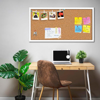 ArtzFolio Cork Board | Bulletin Board Notice Pin Board | Vision Soft Board Combo with Thumb Push Pins & Sticky Notes | White Frame | 24 x 12 inch (61 x 30 cms)