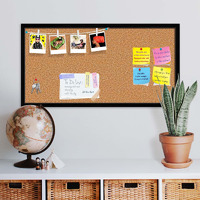 ArtzFolio Cork Board | Bulletin Board Notice Pin Board | Vision Soft Board Combo with Thumb Push Pins & Sticky Notes | Black Frame | 30 x 15 inch (76 x 38 cms)