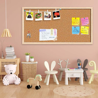 ArtzFolio Cork Board | Bulletin Board Notice Pin Board | Vision Soft Board Combo with Thumb Push Pins & Sticky Notes | Natural Brown Frame | 36 x 18 inch (91 x 46 cms)