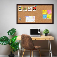 ArtzFolio Cork Board | Bulletin Board Notice Pin Board | Vision Soft Board Combo with Thumb Push Pins & Sticky Notes | Dark Brown Frame | 24 x 12 inch (61 x 30 cms)