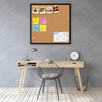 ArtzFolio Cork Board | Bulletin Board Notice Pin Board | Vision Soft Board Combo with Thumb Push Pins & Sticky Notes | Black Frame | 28 x 28 inch (71 x 71 cms)
