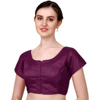Pujia Mills Women's Phantom Silk Short Sleeves Readymade Saree Blouse