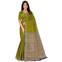 Tamaira Fashion Women's Plain Cotton Saree (2534_Mehendi