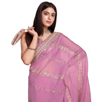 VAIRAGEE Women Soft Organza Purple Saree Pattern Embroidery Border Zari Work With Sequnce Saree (6249)
