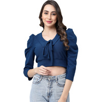 I ENTERPRISE Women's Cotton Blend Blue Blouse Type Top |Tops|Top for Women|Women Tops|Stylish Top AK/MA185*L