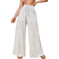 Shasmi Women's White Solid Ruffle Hem Plazzo Sharara Trousers (Plazzo 68 White M)