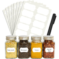 ROUSRIE Pack of 84 Reusable Waterproof White Same Shapes Mason Jars Labels Kitchen Pantry Spice Jars Glass Bottles  Best Stickers & Organizing Label with Black Marker