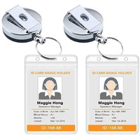 AccuPrints Pack of 2 Metal Badge Id Card Holders with Silicon Card Holder for Office Employee and Staff Retractable YOYO Badge Reel Steel and Black Lanyard for Id Cards