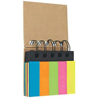 GLUN 7x5cm Self-Sticky Notepad, Fluorescent Colour Sticky Notes with Spiral Binding Portable Page with Markers Index Tabs, Home, Office, School Bookmarks Pack of 1