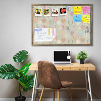 ArtzFolio Air Balloons | Bulletin Board Notice Pin Board | Vision Soft Board Combo with Thumb Push Pins & Sticky Notes | Antique Golden Frame | 30 x 20 inch (76 x 51 cms)