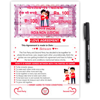 Twinster Couples Special Love Agreement Certificate For Husband, Wife, Girlfriend, Boyfriend. For Valentines Day And Anniversary (Size : A4, 350 GSM)