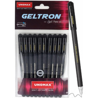 UNOMAX Geltron Gel Pen Pack of 10 (10 Black) | Professional Ergonomic Design for Daily Use, Exam-Friendly | Fast-Flowing Ink, Writing Precision, Budget-Friendly,
