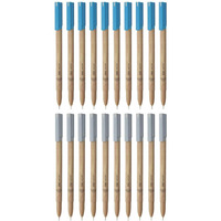 FLAIR Woody 0.7 mm Ball Pen Combo Pack | Attractive Woody Design | 10 Pcs Blue Ink & 10 Pcs Black Ink