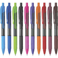 FLAIR V2 Retractable 0.7mm Gel Pen Box Pack | Water Proof, Smudge Free & Refillable Ink For Smooth Writing Experience | Comfortable Grip For Easy Handling | Set of 10 Different Ink Colors