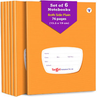 Both Sides Blank Small Notebooks for Kids and Students | 76 Plain Unruled Pages | Hard Bound Cover | 15.5 cm x 19 cm Approx | Pack of 6 Books | for Children School and Office Use | GSM 57
