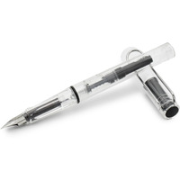 BUZZ COOL White Transparent Fountain Ink Pen With Ink Converter Pump | Clear Transparent Body Fountain Pen with Fine Nib(0.5mm) | Zero Ink Leakage Smooth Writing Ink Pen