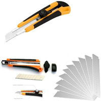 Eclet Heavy Duty 18 mm Cutter Knife with 10 Replacement Blades(Color as per Availability)(A)