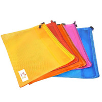 True-Ally 5 Pieces Transparent Pouch - Heavy-Duty Plastic Reinforced With Threads - Mesh Bag With Zipper For Organize Supplies (Colour May Vary, 21cm X 15cm)(A5)