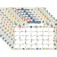 ESCAPER Cream Floral Theme Monthly Planner Sheets - Pack of 6, A3-Sized Sheets for 6 Months of Productive Planning and Organizing
