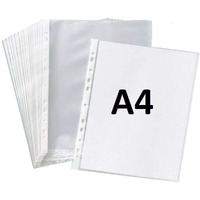 True-Ally 100 Pcs Transparent Document Sleeves, Leaf Sheet Clear Certificates/Waterproof Sheet Protectors 11 Holes Punched Ring Files Folder (A4Size) (100 Sheets) - (Pack of 1)