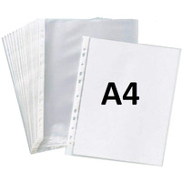 True-Ally 50 Pcs 100 Micron Transparent Document Sleeves, Leaf Sheet Clear Certificates/Waterproof Sheet Protectors 11 Holes Punched Ring Files Folder (A4 Size) (50 Sheets - 100 Micron)