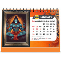 ESCAPER Hanuman Ji Calendar 2025 Desk, Lord Hanuman Calendar 2025, Hanuman Ji Photo Calendar, Hanuman Ram Photo Calendar, Hanuman Ram Sita Photo Calendar 2025, Bajrang Bali Calendar