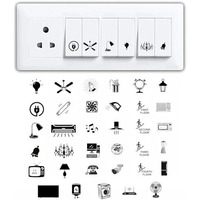 SHUTTLE ART Transparent Switch Stickers for White Switchboard Switches A4 Sheet Stickers for Home Office Electric Board Appliances Fan tubelight Lamp AC Stickers etc - 35 Designs 495 Stickers